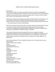 ralph lauren internship wholesale marketing